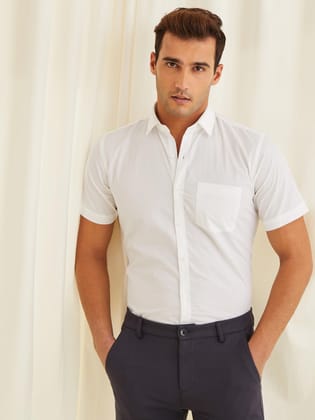 White Solid Formal Shirt-M/38