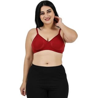 Lovingcare Women's Cotton Non-Padded Non-Wired Full Cup Bra(Maroon)