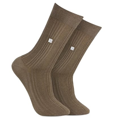 Cosmic Ribbed Formal Socks - Olive Green