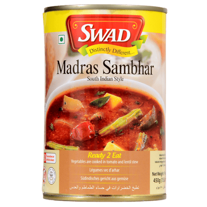 Swad Ready to Cook and EatMadras Sambhar Instant Mix Vegetarian Heat & Eat with No Added Preservative - 450 Grams (Pack of 2)