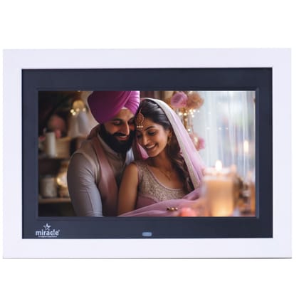 Miracle Digital 10" inch IPS Wooden White Digital Photo Frame Hi-Def Screen Built-in 8GB Memory 2GB RAM