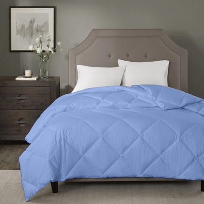 Razzai Summer Season 100 GSM Ac Comforter Super Soft Fluffy Comforter |White-Double / Sky Blue