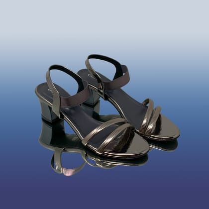 Strappy Block Heel Sandals-Gray / 36