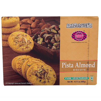 Karachi Bakery Pista Almond Biscuits - Healthy, Crispy, No Preservatives, 400 g