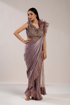 CELEBRATION MAUVE GOWN SAREE-XS