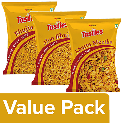 Tasties Bikaneri Bhujia Sev, 40 g+Aloo Bhujia, 60 g+Khatta Meetha, 60 g, Combo 3 Items