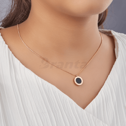 Roman Numeral Reversible Pendant Rose Gold Necklace For Women