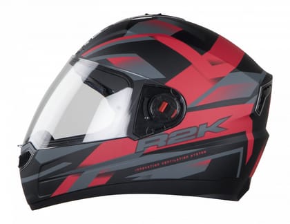 Steelbird SBA-1 R2K ISI Certified Full Face Graphics Helmet for Men and Women (Matt Black Red with Clear Visor)-Medium 580 MM