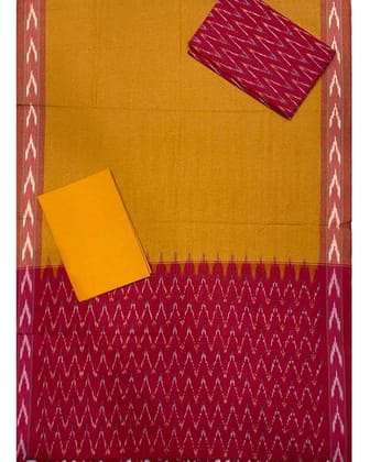 POCHAMPALLY IKKAT COTTON YELLOW WITH RED COLOR SUITE - F17