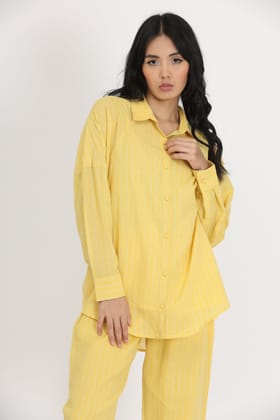 Stripe Boxy Shirt (Yellow)-XS