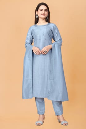 Sky Blue KURTA SET WITH DUPATTA-M (38)