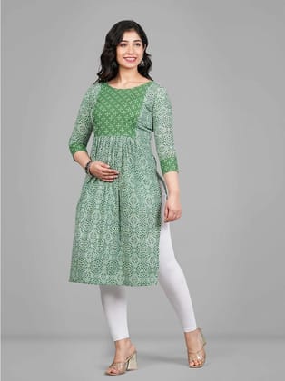 Parastri Green Cotton Maternity Kurta - XL