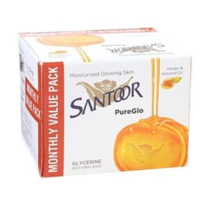 Santoor Pureglo Almond Oil & Glycerine Bathing Bar 375 gm