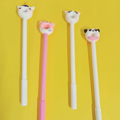 Set Of 4 - Animal Donut Pens-Set of 4