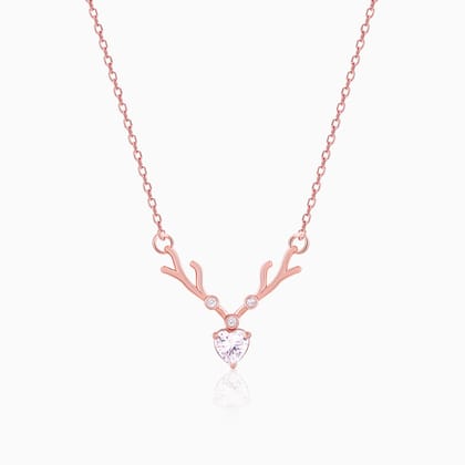 Rose Gold Deer Heart Necklace