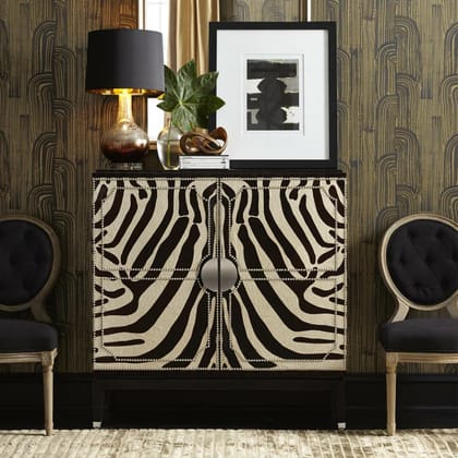 Vann Zebra Black Cabinet in Genuine Leather