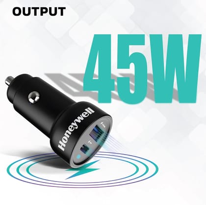 Honeywell Micro CLA 45W PD Smart Car Charger,Dual Port 1XType C & 1XUSB A,3Yr Manufacturer Warranty