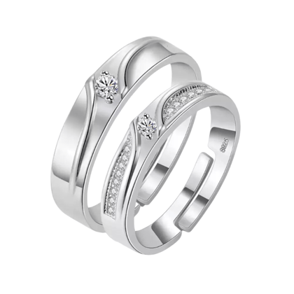 925 Sterling Silver Romantic Imperial Couple Ring / Best for Wedding, Anniversary, Valentine Gift-Silver