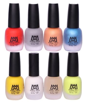 Makeup Mania Velvet Matte Nail Polish Combo Set of 8 Pcs, Nail Polish Set, Multicolor Nail Paint Combo (MM # 63-69)