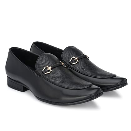 Egoss Buckled Formal Loafers For Men | Buckle Formal Shoes-11 / Black / Limited Edition