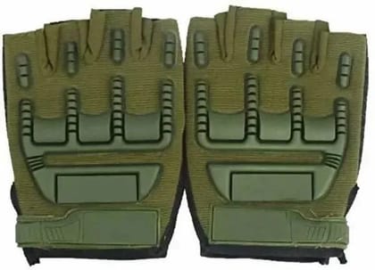 Gloves Military Rubber Hard Knuckle Gloves Fingerless GREEN Cycling Gloves (Green)