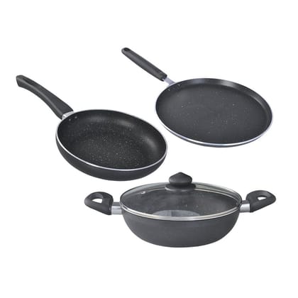 Prestige Omega Deluxe Induction Base Non-Stick Kitchen Set 3-Pieces-Prestige Omega Deluxe Induction Base Non-Stick Kitchen Set, 3-Pieces