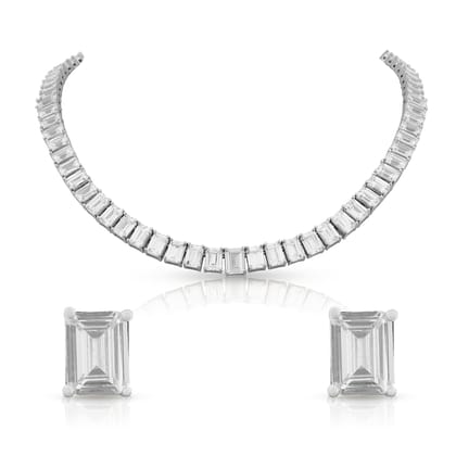 Susy - Cubic Zirconia Necklace Set-White