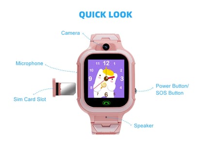 WEARFIT Next-Gen Champ 4G Kids Kids Smart Watch with GPS Tracking, 2-Way Video & Voice Calling, Safe Zone Alert, 7 Games, SOS, Does not Support jio sim (Blue)-Pink