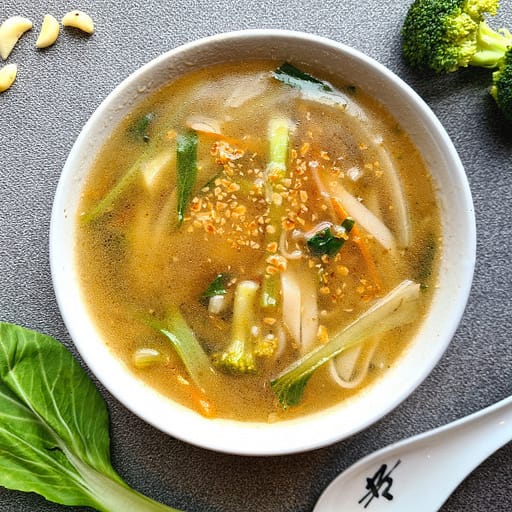 Chicken Noodle Soup With Burnt Garlic