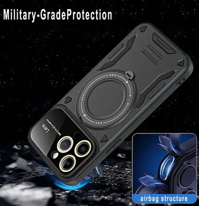 Multifunctional Magnetic Lens Protect Holder case for iPhone 15 Pro max-iPhone Series / PC / Black