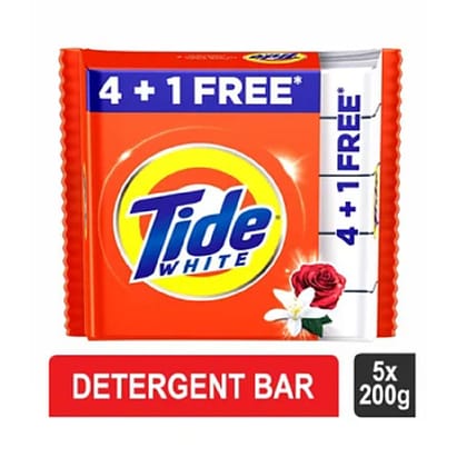 Tide White Detergent Bar Value Pack, 5x200gm