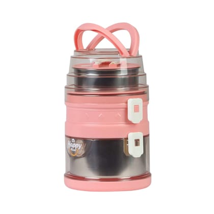 Korean 3 Layer Stainless Steel Lunch Box I 2100ml-Pink