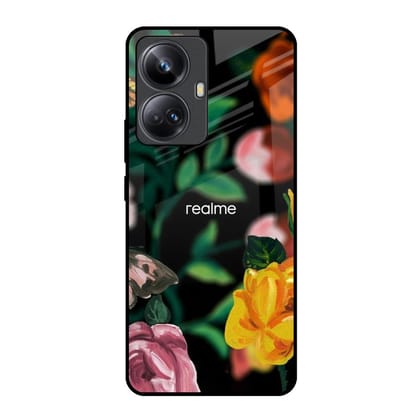 Flowers & Butterfly Glass Case for Realme 10 Pro Plus 5G