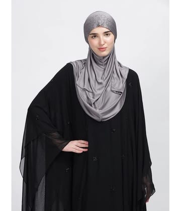 REVEIL Grey Polyester Stitched Hijab - Single - Free Size