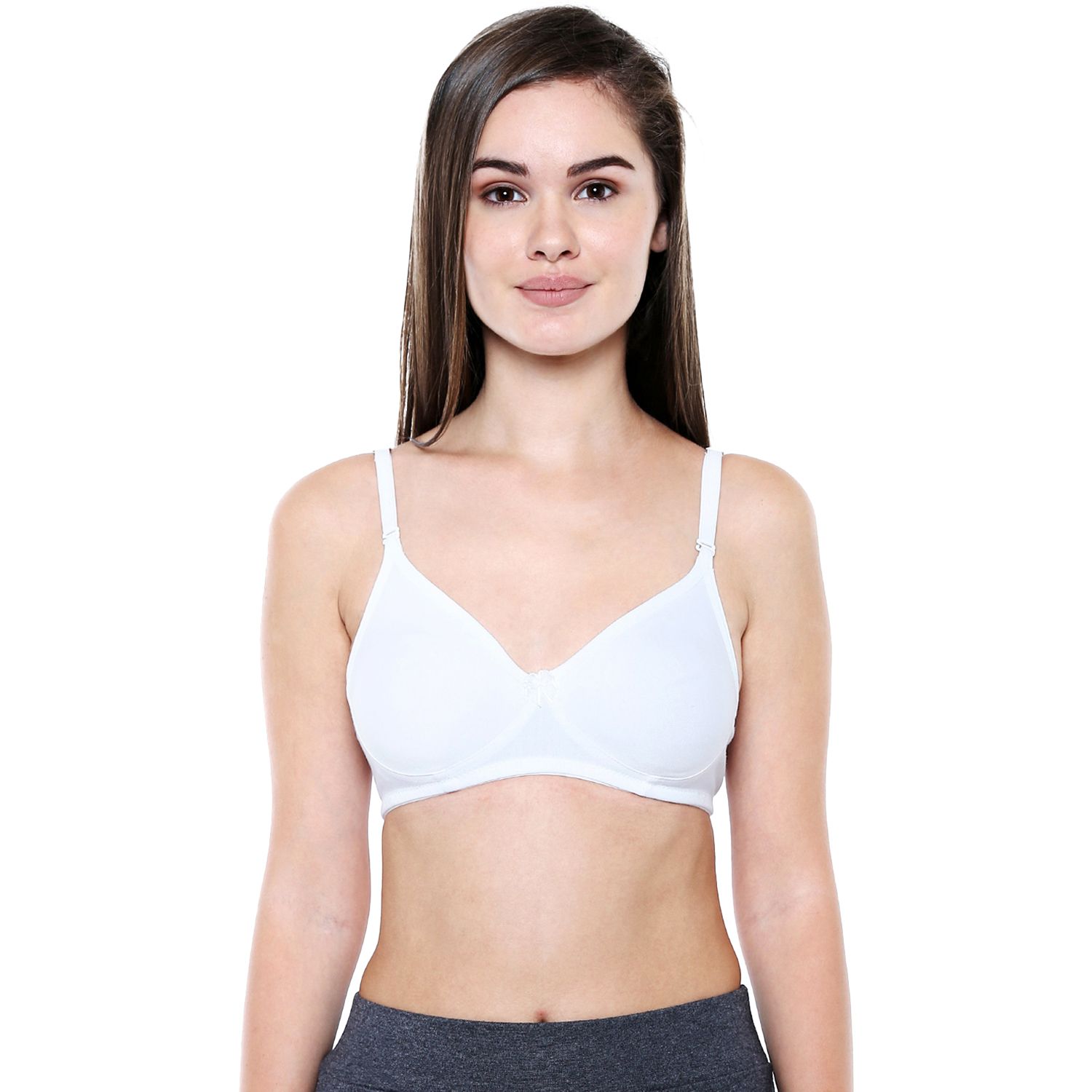 Bodycare Women Cotton Spandex Full Coverage Non Padded Regular Bra 5554W-WHITE