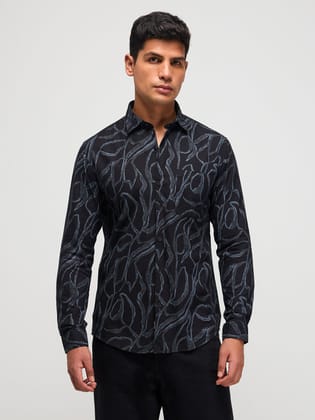 Abstract Print Shirt-M/38 / Black