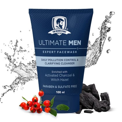 Ultimate Men Expert Face Wash With Activated Charcoal For Deep Cleansing, Non-Drying (100 GM)