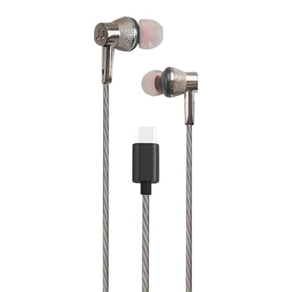 WALTA ELITE Trot in-Ear Type C Wired Earphone with Mic and Deep Bass HD Sound Mobile Headset with Noise Isolation, Grey