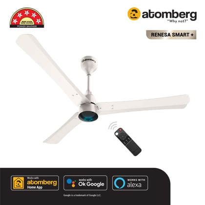 Atomberg Renesa Smart 1200 mm BLDC Ceiling Fan with IoT Remote Control  LED Indicators  Pearl White-Atomberg Renesa Smart+ 1200 mm BLDC Ceiling Fan with IoT, Remote Control & LED Indicators | Pea