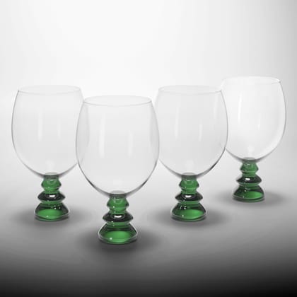 Anko Australia Green Stemmed Wine Glasses Set of 4, 400ml, Dishwasher Safe, Ideal for Home, Restaurants, Gifting, 100% Lead & Cadmium Free-Anko Australia Green Stemmed Wine Glasses Set of 4 | 400