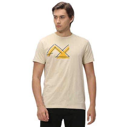 Mufti Beige & Yellow Jersey Graphic Tee