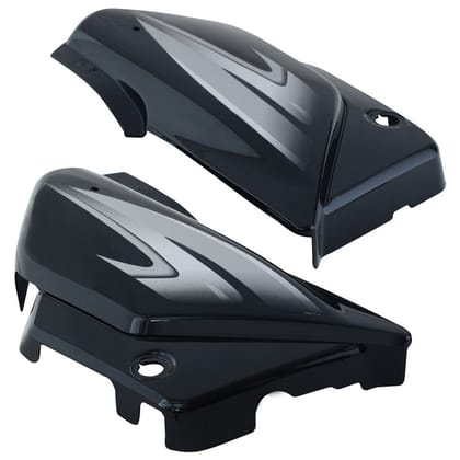 Side Panel / Side Cowl Set Fit For Hero Splendor Plus New Model (New Graphics) Black (Silver Sticker)