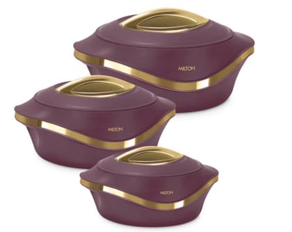 Milton Pearl Insulated Inner Stainless Steel Jr. Casserole Set | Set of 3 Pcs Magenta