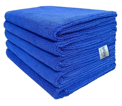 SOFTSPUN Microfiber Hair and Face Care, 5Piece, 40x60 Cms, 340 GSM, - Blue. Super Soft & Comfortable, Quick Drying, Ultra Absorbent in Large Size.