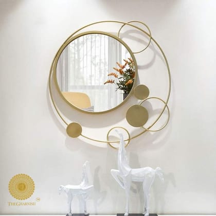 Stylish Golden Circles Wall Mirror (32 Inches Dia)