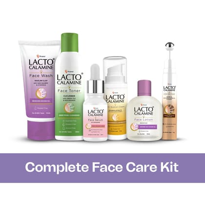 Lacto Calamine Complete Face Care Kit- Combo of 6 for women | Everyday essentials for radiant skin | AM/PM | Cleanse, tone, moisturise and treat