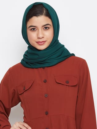 Nabia Women Bottle Green Solid Rayon Hijab-Free Size