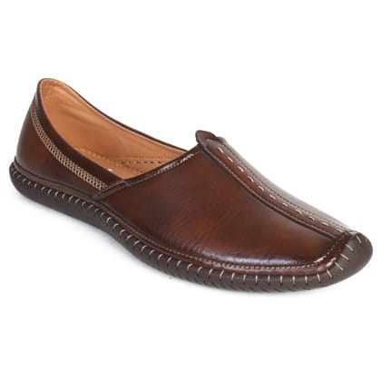 Kolapuri Centre Men's Ethnic Brown Jutis-7