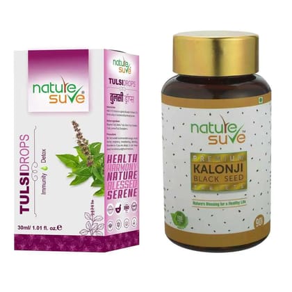 Nature Sure Combo - Tulsi Drops 30ml and Kalonji Black Seed 90 Tablets
