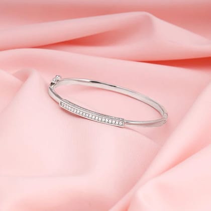 Silver Zircon Baguette Cuff Bracelet